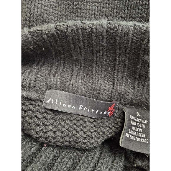 Allison Brittney Black Knit Short Sleeve Sweater Women’s Size S Button Front - Picture 5 of 7